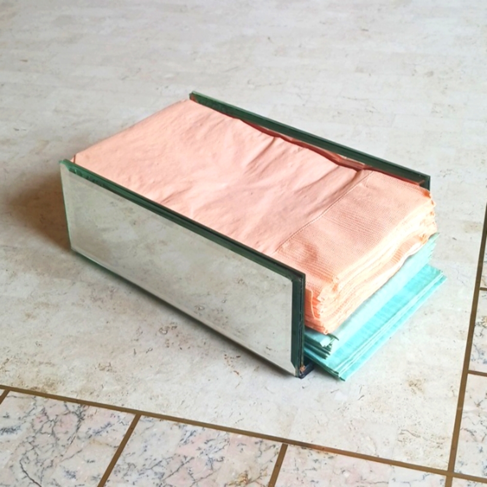 Vintage Mirrored Tissue / Naplin Holder, 8x5",,see Description